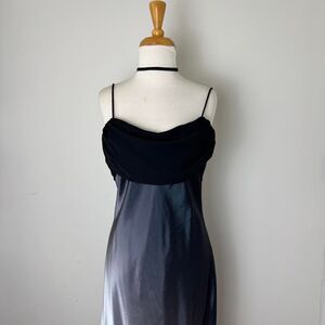 Vintage 90s y2k 2000s Betsy & Adam silk prom formal maxi long dress with spaghet